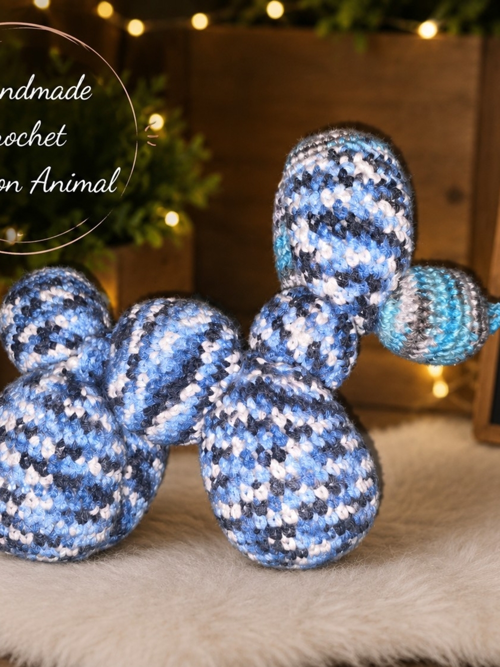 Handmade Blue Crochet Balloon Dog Plush - Brand